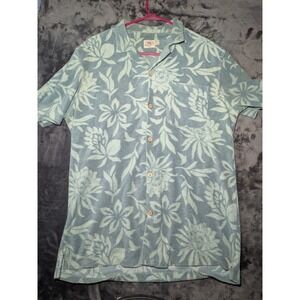 Faherty Towel Terry Cabana Shirt Mens Medium Blue Floral Tropical MXU2304